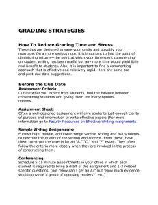 GRADING STRATEGIES How To Reduce Grading Time and Stress