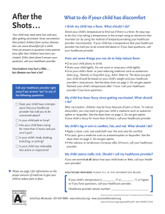 After the Shots... What to do if your child has discomfort