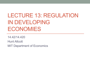 LECTURE 13: REGULATION IN DEVELOPING ECONOMIES 14.42/14.420