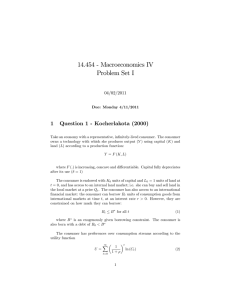 14.454 - Macroeconomics IV Problem Set I 1 Question 1 - Kocherlakota (2000)