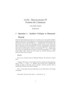 14.454 - Macroeconomics IV Problem Set 3 Solutions 1