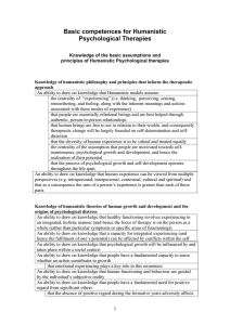 Basic competences for Humanistic Psychological Therapies
