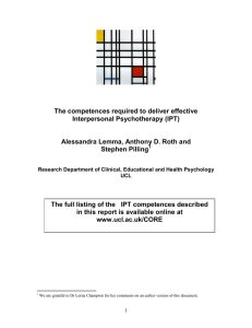 The competences required to deliver effective Interpersonal Psychotherapy (IPT)