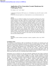 Application of New Generation Ceramic Membranes for Challenging Waters Manuscript