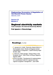 Regional electricity markets  Readings Session 22