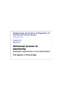Universal access to electricity Regulatory approaches to rural electrification  