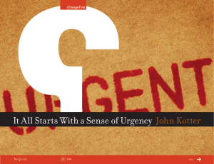 It All Starts With a Sense of Urgency John Kotter 50.02 No