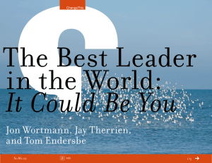 It Could Be You The Best Leader in the World: