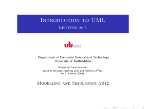 Introduction to UML Lecture # 1 Modelling and Simulation, 2012