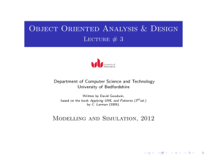 Object Oriented Analysis &amp; Design Lecture # 3 Modelling and Simulation, 2012