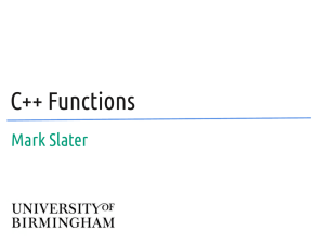 C++ Functions Mark Slater