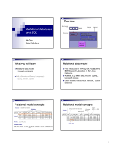 Relational databases and SQL Overview He Tan