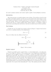1 Nonlinear Static - Explicit and Implicit Analysis Example Walla Walla University