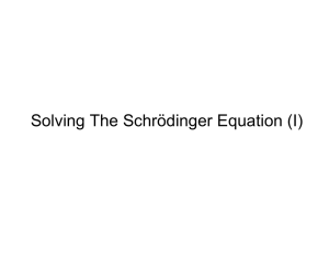 Solving The Schrödinger Equation (I)