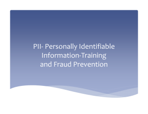 PII‐ Personally Identifiable  Information‐Training   and Fraud Prevention