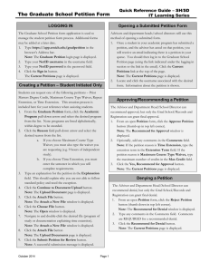 The Graduate School Petition Form  Quick Reference Guide – SH/SD