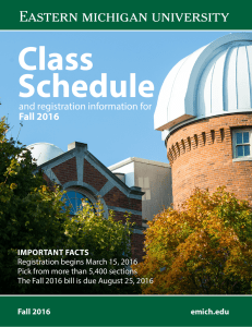 Class Schedule and registration information for Fall 2016