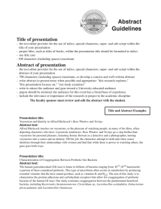 Abstract Guidelines Title of presentation