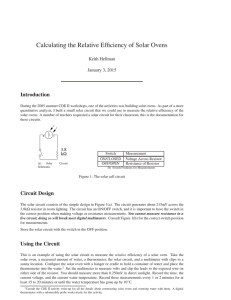 Calculating the Relative Efficiency of Solar Ovens Introduction Keith Hellman January 3, 2015