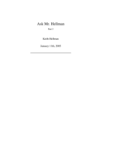 Ask Mr. Hellman Keith Hellman January 11th, 2005 Part 3