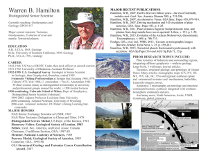 Warren B. Hamilton Distinguished Senior Scientist MAJOR RECENT PUBLICATIONS