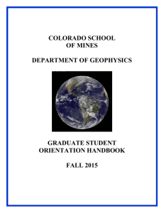 COLORADO SCHOOL OF MINES DEPARTMENT OF GEOPHYSICS