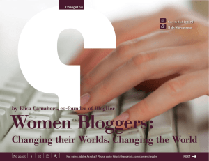 Women Bloggers: Changing their Worlds, Changing the World +