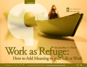 Work as Refuge: By Jonathon A. Flaum