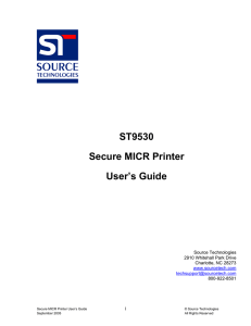 ST9530 Secure MICR Printer User’s Guide