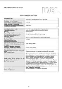 PROGRAMME SPECIFICATION