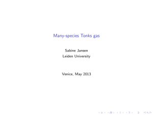 Many-species Tonks gas Sabine Jansen Leiden University Venice, May 2013