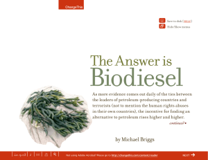 Biodiesel The Answer is