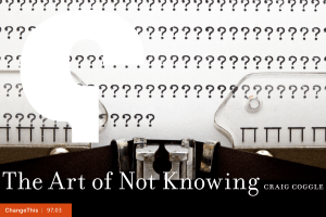 The Art of Not Knowing  craig coggle |