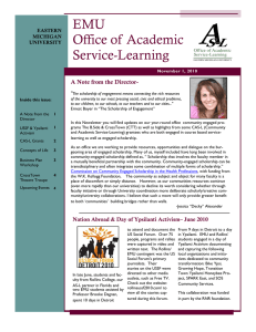 EMU Office of  Academic Service-Learning A Note from the Director-