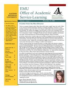 EMU Office of  Academic Service-Learning A Letter from the New Director