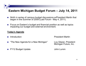Eastern Michigan Budget Forum – July 14, 2011