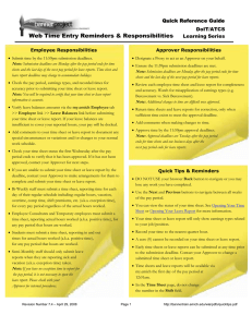 Web Time Entry Reminders &amp; Responsibilities  Quick Reference Guide DoIT/ATCS