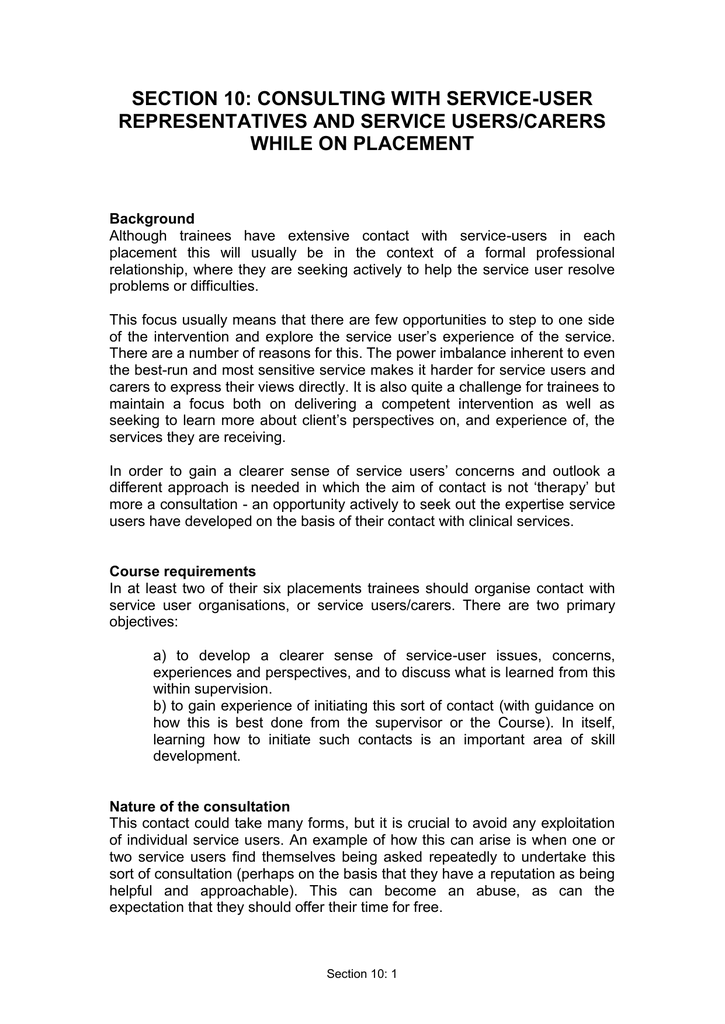 Osers Issues New Guidance Concerning >> Section 10 Consulting With Service User Representatives And Osers Issues New Guidance Concerning >> Section 10 Consulting With Service User Representatives And