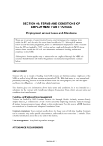 SECTION 40: TERMS AND CONDITIONS OF EMPLOYMENT FOR TRAINEES