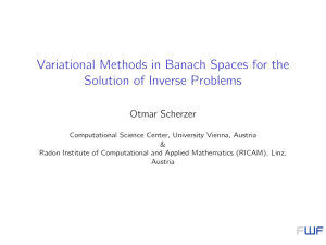 Variational Methods in Banach Spaces for the Solution of Inverse Problems