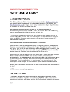 WHY USE A CMS? A MINES CMS OVERVIEW MINES CONTENT MANAGEMENT SYSTEM