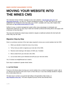 MOVING YOUR WEBSITE INTO THE MINES CMS