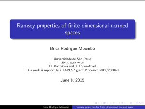 Ramsey properties of finite dimensional normed spaces Brice Rodrigue Mbombo