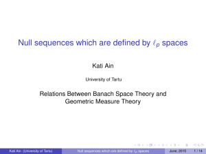 Null sequences which are defined by ` spaces Kati Ain