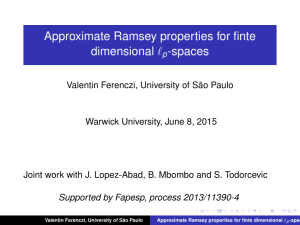 Approximate Ramsey properties for finte dimensional ` -spaces