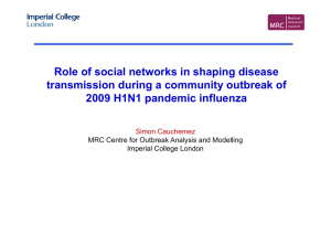 Role of social networks in shaping disease 2009 H1N1 pandemic influenza