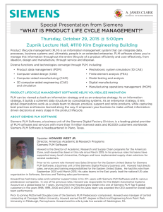 Special Presentation from Siemens “WHAT IS PRODUCT LIFE CYCLE MANAGEMENT?”