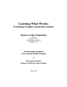 Learning What Works: Evaluating Complex Social Interventions Report on the Symposium
