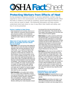 Fact Sheet Protecting Workers from Effects of Heat
