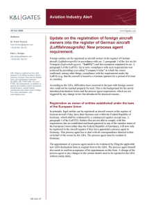Aviation Industry Alert Update on the registration of foreign aircraft requirement.